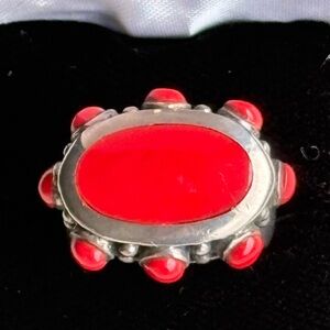 Coral sterling silver Ring